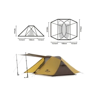 Tenda De Acampamento Naturehike Butterfly Cross 2 Pessoas Amarela