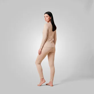Blusa E Calça Térmica Segunda Pele Feminina Bege Acampar
