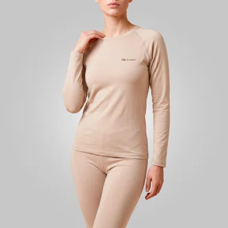 Blusa E Calça Térmica Segunda Pele Feminina Bege Acampar