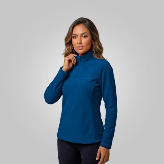 Blusa Fleece Half Marinho Acampar