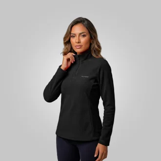 Blusa Fleece Half Preto Acampar