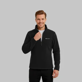 Blusa Fleece Half Zip Hike Térmica Masculino Preto Acampar