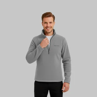Blusa Fleece Half Zip Trekk Keep Warm Cinza Acampar