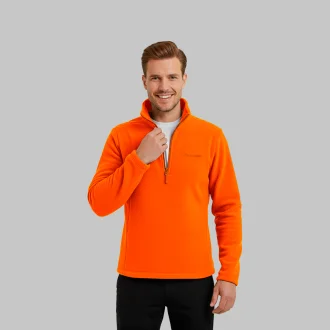 Blusa Fleece Half Zip Trekker Térmica Laranja Acampar