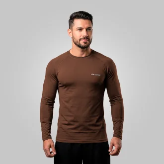 Blusa Segunda Pele Masculina Acampar Térmica Marrom