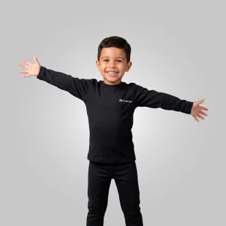 Blusa Segunda Pele Thermo Infantil Preta Alto Desempenho Acampar