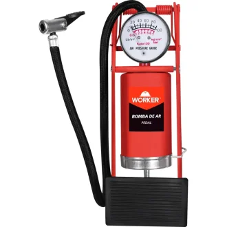 Bomba De Ar Pedal Worker - Vermelho E Preto
