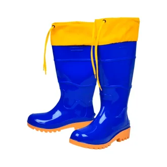 Bota Pvc Azul/Amarela Cano Longo Com Polaina Worker