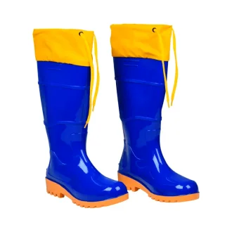 Bota Pvc Azul/Amarela Cano Longo Com Polaina Worker