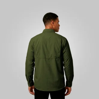 Camisa De Pesca Manga Longa Masculina Uv50 Verde Militar Acampar