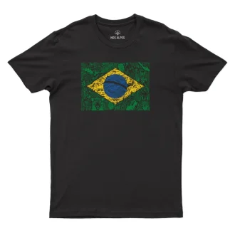 Camiseta Masculina Bandeira Brasil Natureza Nos Alpes - Preto