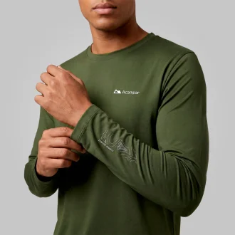 Camiseta Dry Longa Masculina Everest Verde Oliva Acampar