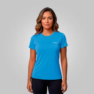 Camiseta Dry Manga Curta Feminina Azul Claro Acampar