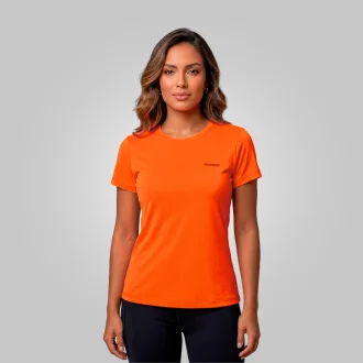 Camiseta Dry Manga Curta Feminino Laranja Acampar