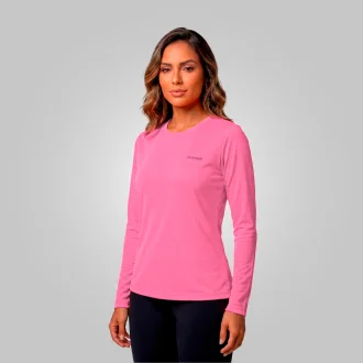 Camiseta Dry Manga Longa Feminina Rosa Acampar