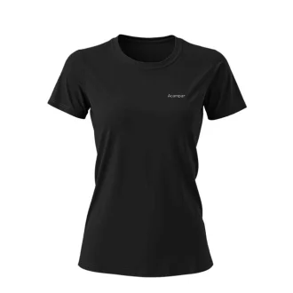 Camiseta Dry Uv50 Plus Manga Curta Feminina Preta Pp Acampar
