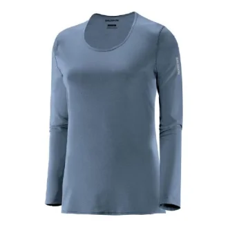Camiseta Hybrid Manga Curta Feminina Salomon - Térmica, Leve E Com Proteção Uv 50 - Azul