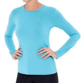 Camiseta Ion Uv Manga Longa Feminina Solo - Azul Claro