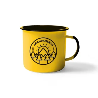 Caneca De Aço Esmaltada Acampamento Nos Alpes - Amarelo