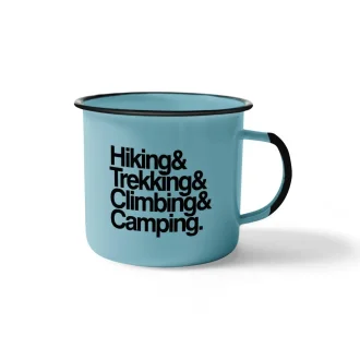 Caneca De Aco Esmaltada Hiking Trekking Climbing Camping Azul Claro Nos Alpes