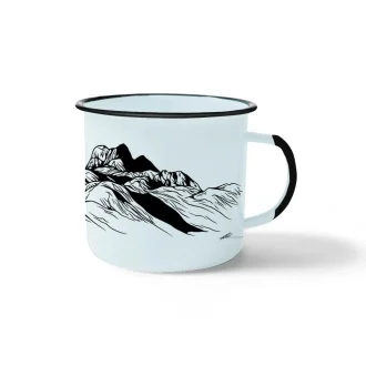 Caneca De Aço Esmaltada Acampamento Nos Alpes - Branco