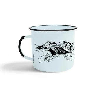 Caneca De Aço Esmaltada Acampamento Nos Alpes - Branco