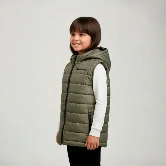 Colete Puffer Chile Hooded Infantil Verde Oliva Acampar