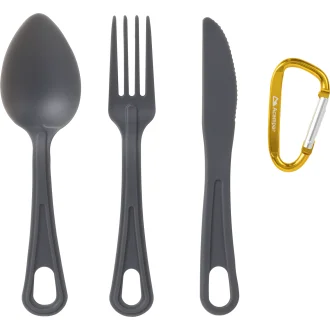 Conjunto De Talheres Com Mosquetão Makan Acampar - Cinza