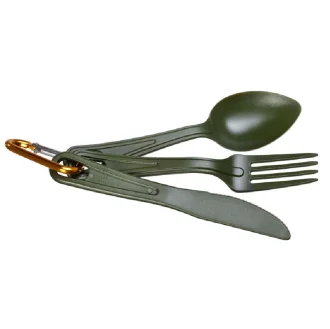 Kit De Talheres Com Mosquetão Polic Guepardo - Verde