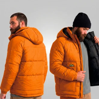Jaqueta Polar Dupla Face Preto/Laranja Acampar