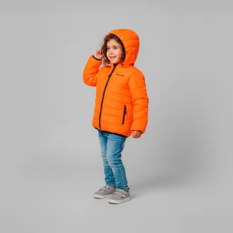 Jaqueta Puffer Chile Hooded Infantil Laranja Acampar