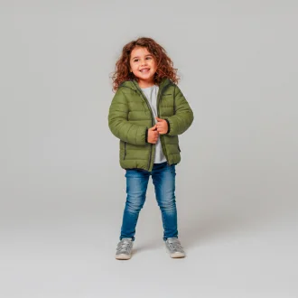 Jaqueta Puffer Chile Infantil Bordo Verde Acampar