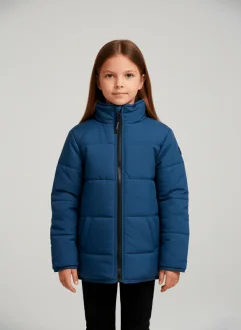 Jaqueta Puffer Infantil Preto Azul Acampar - Preto E Azul