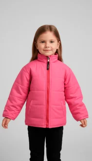 Jaqueta Puffer Infantil Rosa Vermelho Acampar - Rosa E Vermelho