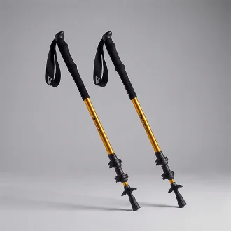 Kit 2 Bastão Trilha Trekking Caminhada Outdoor Alumínio Amarelo Acampar