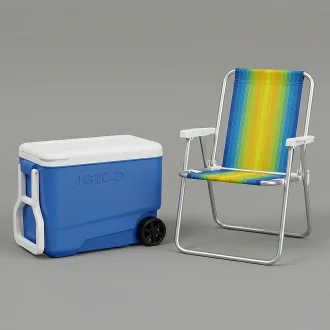 Kit Caixa Termica Cooler 36L Com Roda Com Cadeira De Praia Cor Sortida