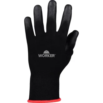 Luva De Segurança Poliester Banhada Pu Preta Touch Wk29 - Preto