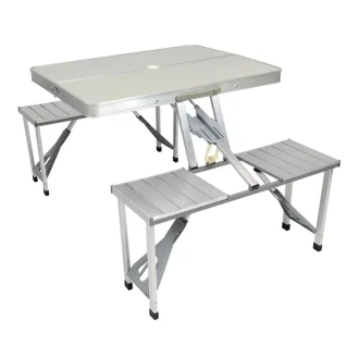 Mesa Dobrável Em Alumínio Com 4 Banquetas Kala