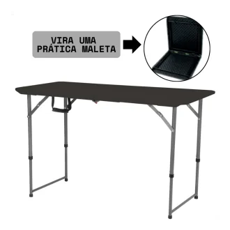 Mesa Dobrável Camper 120 Cm Preta Kala - Preto