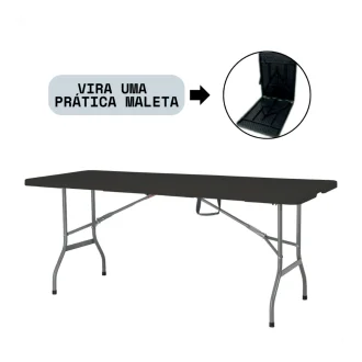 Mesa Dobrável Camper 180 Cm Preta Kala - Preto