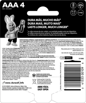 Pilha Alcalina Aaa Palito 4 Unidades Duracell - Única