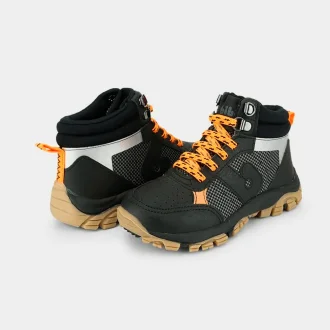 Tênis Abotinado Infantil Trail Menino Preto E Laranja Bibi