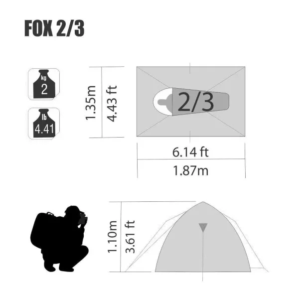 Barraca Fox 2/3 Pessoas Ntk - Azul - Imagem 5