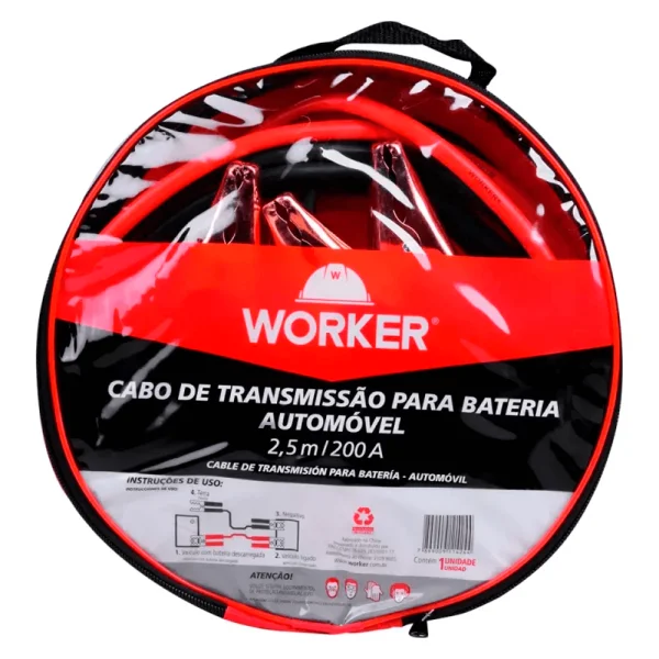 Cabo de Bateria 2,5M Automóvel Chupeta Worker - Única - Imagem 3