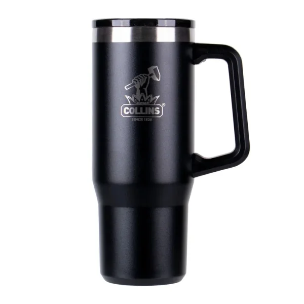 Caneca Travel 950Ml com Tampa de Aço Inox Collins - Prata e Preto - Imagem 3