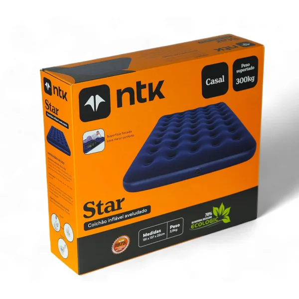 Colchão Inflável Star Casal Superfície Aveludada Pvc Ntk - Azul - Imagem 6
