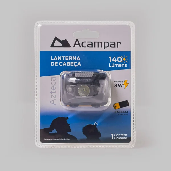 Lanterna de Cabeça Led Azteca 140Lm Acampar - Preto - Imagem 3