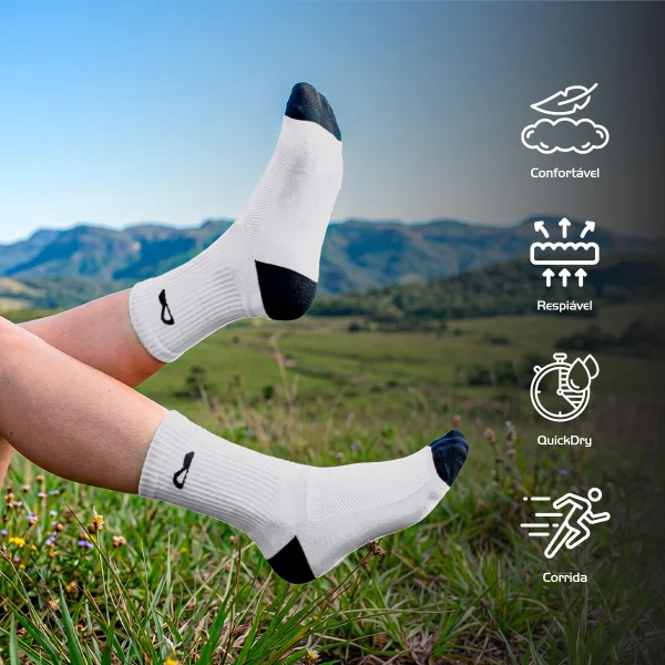 Meia Performance Running Branco Acampar - Imagem 3