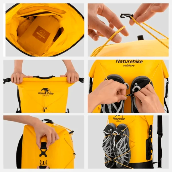 Mochila Estanque Naturehike Impermeável Ipx6 40L - Amarelo - Imagem 3